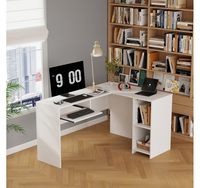 ΓΩΝΙΑΚΟ ΓΡΑΦΕΙΟ SHIG HM2135.03 MDF ΣΕ ΛΕΥΚΟ 140x120x75Υεκ