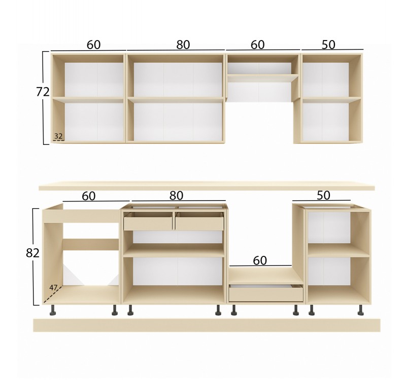 ΣΥΝΘΕΣΗ ΚΟΥΖΙΝΑΣ MDF ΣΚΟΥΡΟ ΓΚΡΙ ΠΑΓΚΟΣ HPL ΜΠΕΖ ΜΑΡΜΑΡΟ 250x47x84,8Υεκ.HM2471.01