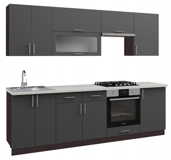 ΣΥΝΘΕΣΗ ΚΟΥΖΙΝΑΣ MDF ΣΚΟΥΡΟ ΓΚΡΙ ΠΑΓΚΟΣ HPL ΜΠΕΖ ΜΑΡΜΑΡΟ 250x47x84,8Υεκ.HM2471.01