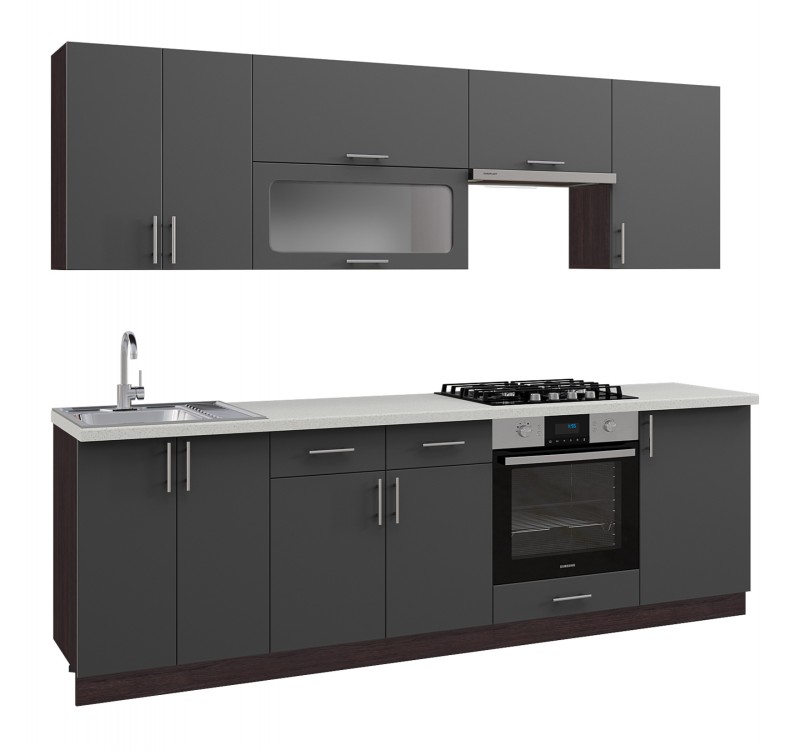 ΣΥΝΘΕΣΗ ΚΟΥΖΙΝΑΣ MDF ΣΚΟΥΡΟ ΓΚΡΙ ΠΑΓΚΟΣ HPL ΜΠΕΖ ΜΑΡΜΑΡΟ 250x47x84,8Υεκ.HM2471.01