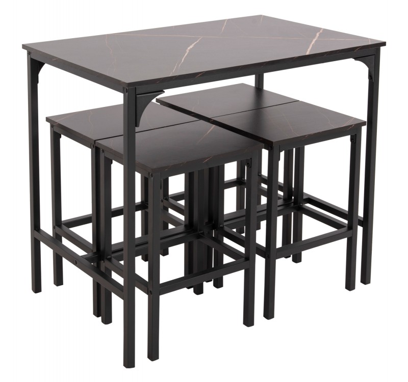 ΣΕΤ ΤΡΑΠΕΖΑΡΙΑ ΜΠΑΡ 5ΤΜΧ BOXY HM9882.13 ΜΑΥΡΟ ΜΕΤΑΛΛΟ-ΜΕΛΑΜΙΝΗ ΜΑΥΡΟ ΜΑΡΜΑΡΟ