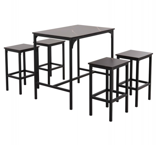 ΣΕΤ ΤΡΑΠΕΖΑΡΙΑ ΜΠΑΡ 5ΤΜΧ BOXY HM9882.13 ΜΑΥΡΟ ΜΕΤΑΛΛΟ-ΜΕΛΑΜΙΝΗ ΜΑΥΡΟ ΜΑΡΜΑΡΟ