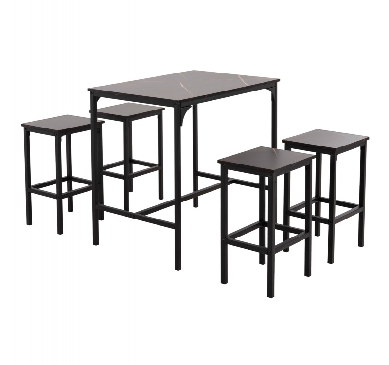 ΣΕΤ ΤΡΑΠΕΖΑΡΙΑ ΜΠΑΡ 5ΤΜΧ BOXY HM9882.13 ΜΑΥΡΟ ΜΕΤΑΛΛΟ-ΜΕΛΑΜΙΝΗ ΜΑΥΡΟ ΜΑΡΜΑΡΟ