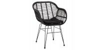 ΠΟΛΥΘΡΟΝΑ ΜΕ ΜΑΞΙΛΑΡΙ ΜΕΤΑΛΛΙΚΗ ALLEGRA HM5450.32 ΜΕ WICKER ΜΑΥΡΟ 58x59x82Υεκ.