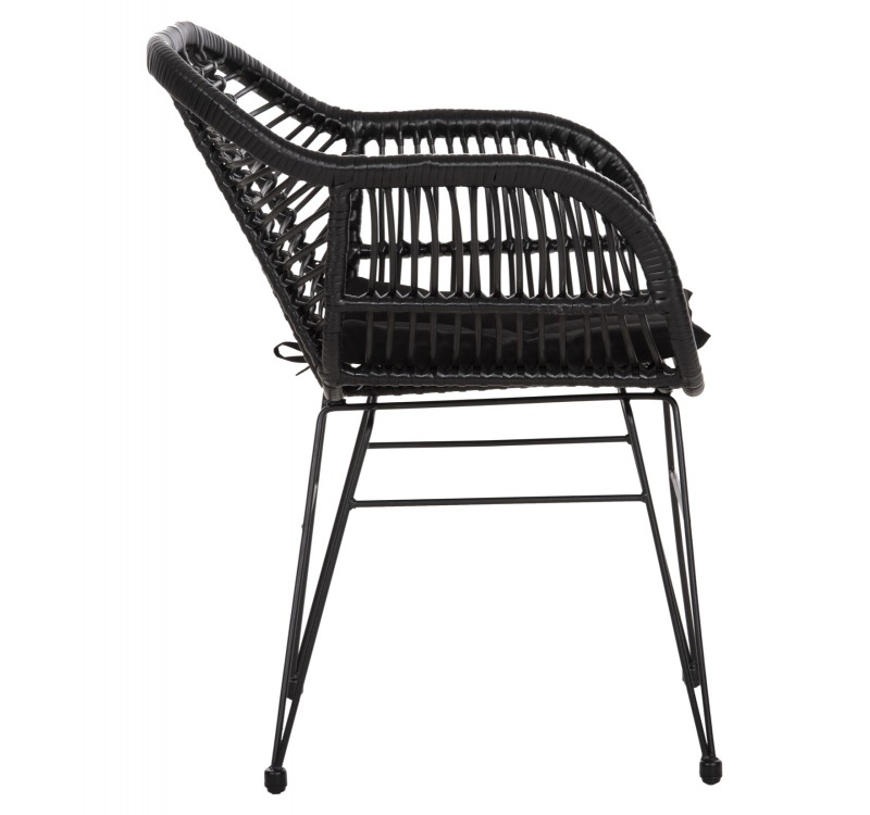 ΠΟΛΥΘΡΟΝΑ ΜΕ ΜΑΞΙΛΑΡΙ ΜΕΤΑΛΛΙΚΗ ALLEGRA HM5450.32 ΜΕ WICKER ΜΑΥΡΟ 58x59x82Υεκ.