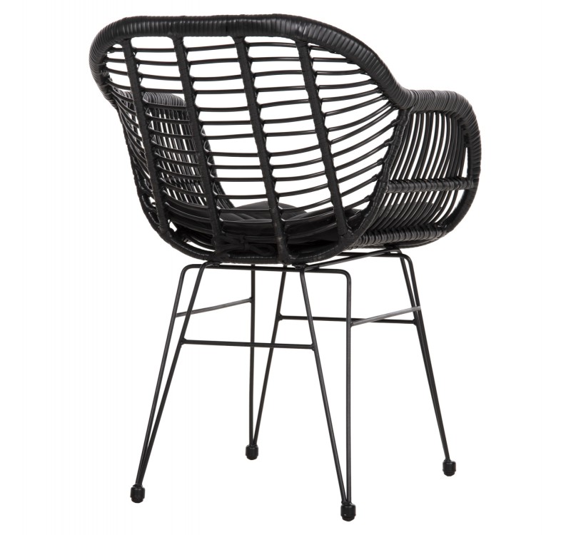 ΠΟΛΥΘΡΟΝΑ ΜΕ ΜΑΞΙΛΑΡΙ ΜΕΤΑΛΛΙΚΗ ALLEGRA HM5450.32 ΜΕ WICKER ΜΑΥΡΟ 58x59x82Υεκ.