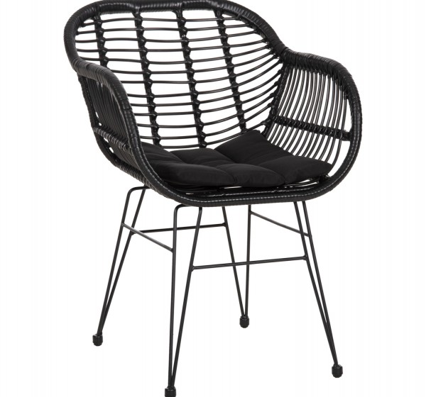 ΠΟΛΥΘΡΟΝΑ ΜΕ ΜΑΞΙΛΑΡΙ ΜΕΤΑΛΛΙΚΗ ALLEGRA HM5450.32 ΜΕ WICKER ΜΑΥΡΟ 58x59x82Υεκ.
