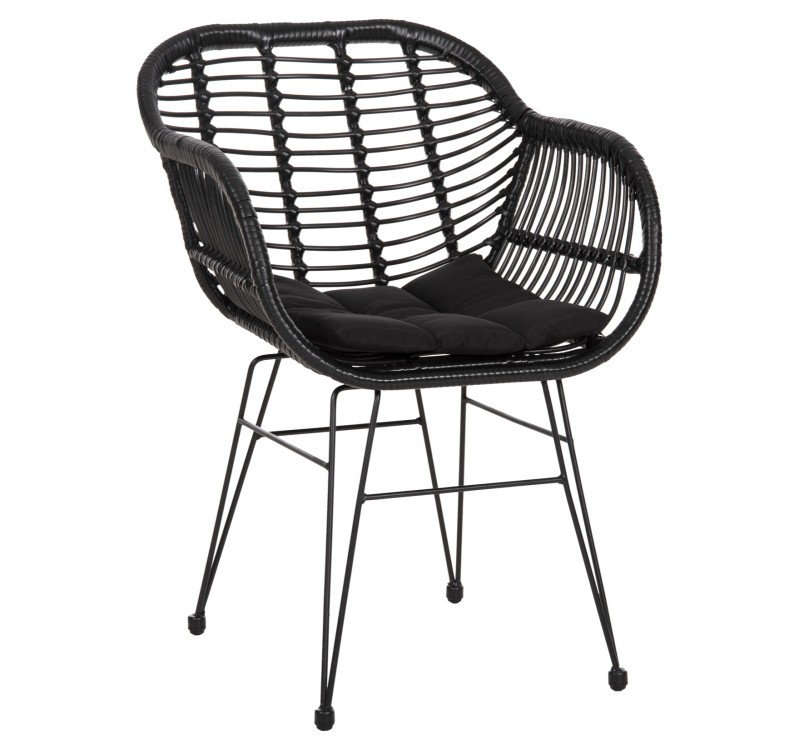 ΠΟΛΥΘΡΟΝΑ ΜΕ ΜΑΞΙΛΑΡΙ ΜΕΤΑΛΛΙΚΗ ALLEGRA HM5450.32 ΜΕ WICKER ΜΑΥΡΟ 58x59x82Υεκ.