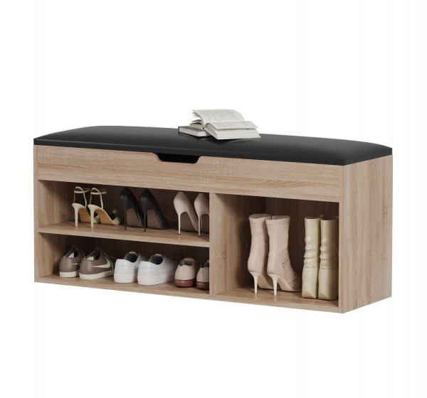 ΠΑΠΟΥΤΣΟΘΗΚΗ ΜΕ ΚΑΘΙΣΜΑ ROMIR HM2478.01 ΜΕΛΑΜΙΝΗ ΣΟΝΑΜΑ-ΚΑΘΙΣΜΑ PU ΚΑΦΕ 100x30x44Υ