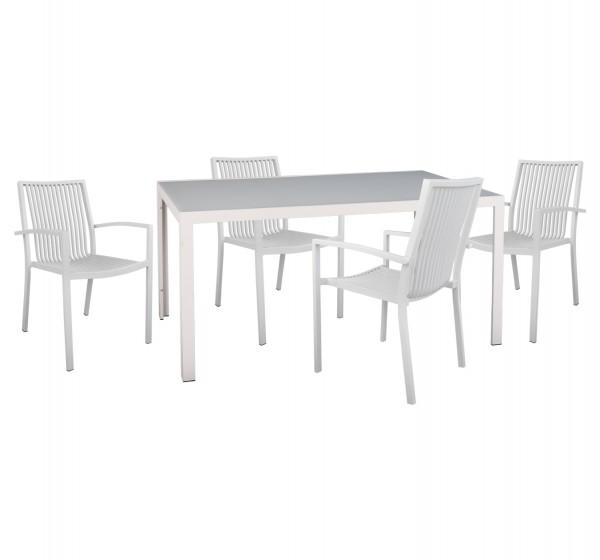 ΣΕΤ ΤΡΑΠΕΖΑΡΙΑΣ 5ΤΜΧ BRONCA HM21023 ΜΕΤΑΛ.ΤΡΑΠΕΖΙ-4 ΠΟΛΥΘΡΟΝΕΣ ΑΛΟΥΜΙΝΙΟΥ-ΛΕΥΚΟ