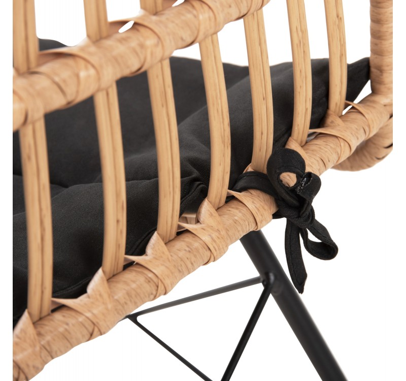 ΚΑΡΕΚΛΑ ΕΞΩΤ.ΧΩΡΟΥ ALLEGRA & ΜΑΞΙΛΑΡΙ HM5451.11 ΜΕΤΑΛΛΟ ΜΑΥΡΟ-ΜΠΕΖ WICKER 52x51.5x83.5Y