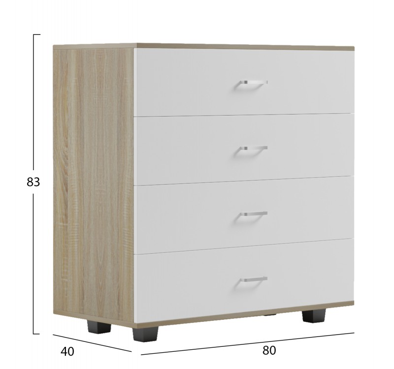 ΣΥΡΤΑΡΙΕΡΑ ΜΕΛΑΜΙΝΗΣ THORG ME 4 ΣΥΡΤΑΡΙΑ SONAMA-ΛΕΥΚΟ HM8996.04 80x40x83Yεκ.