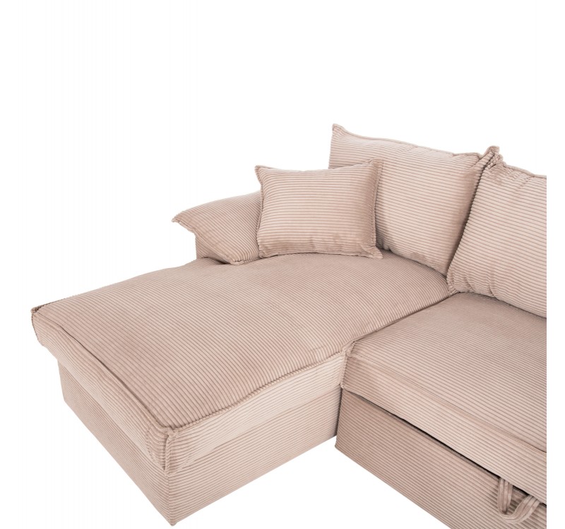 ΚΑΝΑΠΕΣ-ΚΡΕΒΑΤΙ-ΑΡΙΣΤ.ΓΩΝΙΑ ΜΕ ΑΠΟΘ.ΧΩΡΟ ALDO HM3276.01L ΜΠΕΖ ΥΦΑΣΜΑ 256x159x87Υεκ