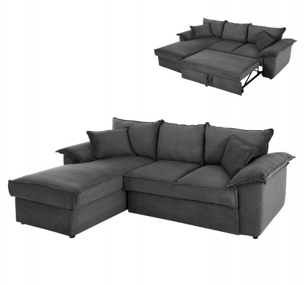 ΚΑΝΑΠΕΣ-ΚΡΕΒΑΤΙ-ΑΡΙΣΤ.ΓΩΝΙΑ ΜΕ ΑΠΟΘ.ΧΩΡΟ ALDO HM3276.02L ΑΝΘΡΑΚΙ ΥΦΑΣΜΑ 256x159x87Υεκ