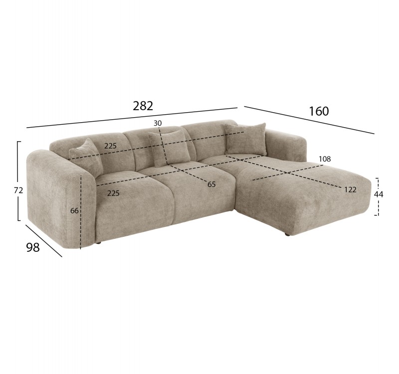 ΚΑΝΑΠΕΣ ΓΩΝΙΑ BRICKEN HM3275.01R ΜΠΕΖ ΥΦΑΣΜΑ 110-282x98-160x72Υεκ.