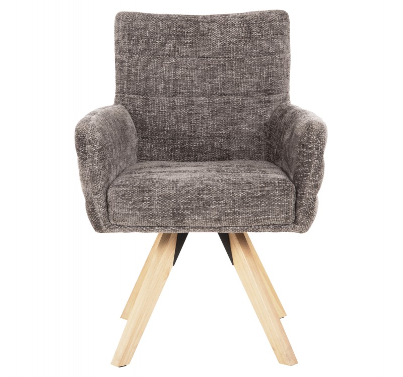 ΠΟΛΥΘΡΟΝΑΚΙ ΤΡΑΠΕΖΑΡΙΑΣ GAZER HM9845.03 ΓΚΡΙ YΦΑΣΜΑ-ΠΟΔΙΑ RUBBERWOOD 66x63x91Υεκ.