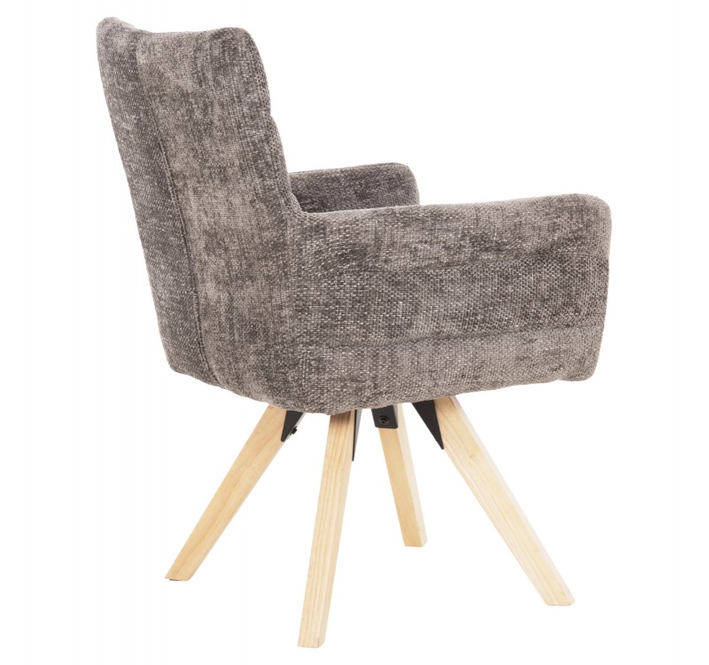 ΠΟΛΥΘΡΟΝΑΚΙ ΤΡΑΠΕΖΑΡΙΑΣ GAZER HM9845.03 ΓΚΡΙ YΦΑΣΜΑ-ΠΟΔΙΑ RUBBERWOOD 66x63x91Υεκ.