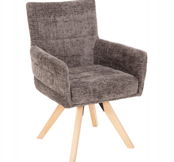 ΠΟΛΥΘΡΟΝΑΚΙ ΤΡΑΠΕΖΑΡΙΑΣ GAZER HM9845.03 ΓΚΡΙ YΦΑΣΜΑ-ΠΟΔΙΑ RUBBERWOOD 66x63x91Υεκ.