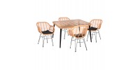 ΣΕΤ ΕΞΩΤ.ΧΩΡΟΥ 5ΤΜΧ ALLEGRA HM21027 ΣΕ ΜΠΕΖ & ΜΑΥΡΟ ΧΡΩΜΑ WICKER-ΜΕΤΑΛΛΟ