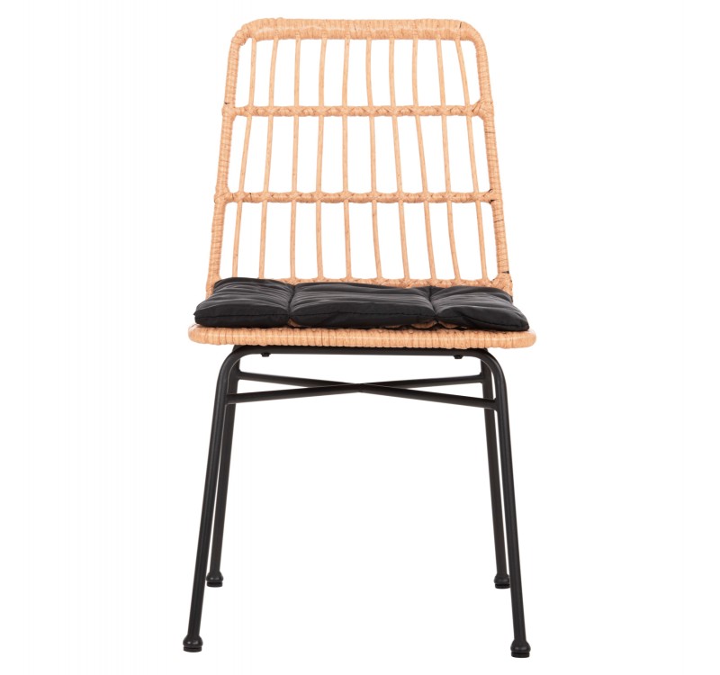 ΚΑΡΕΚΛΑ ALLEGRA HM5705.11 ΜΑΥΡΗ ΜΕΤΑΛΛΙΚΗ ΜΕ ΜΑΞΙΛΑΡΙ-WICKER ΜΠΕΖ 46,5x50x85Υεκ.