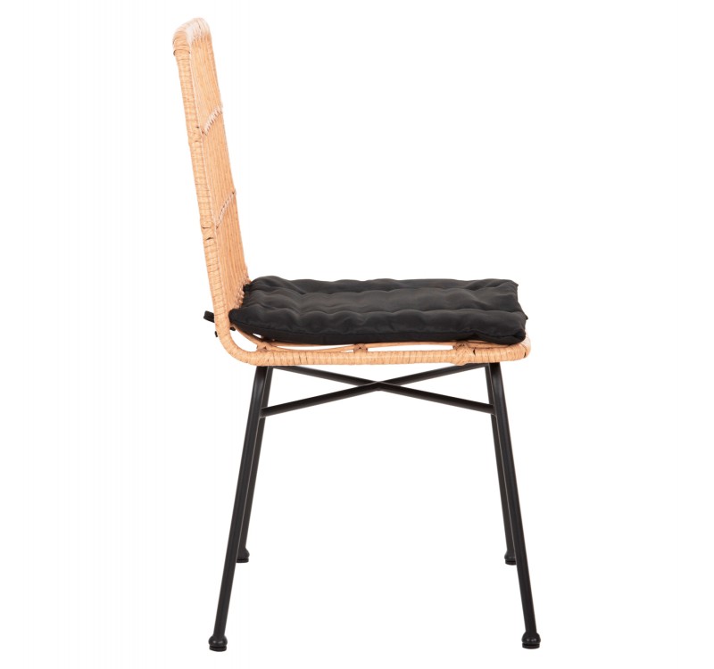 ΚΑΡΕΚΛΑ ALLEGRA HM5705.11 ΜΑΥΡΗ ΜΕΤΑΛΛΙΚΗ ΜΕ ΜΑΞΙΛΑΡΙ-WICKER ΜΠΕΖ 46,5x50x85Υεκ.