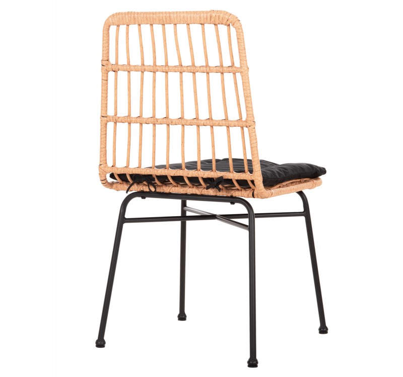 ΚΑΡΕΚΛΑ ALLEGRA HM5705.11 ΜΑΥΡΗ ΜΕΤΑΛΛΙΚΗ ΜΕ ΜΑΞΙΛΑΡΙ-WICKER ΜΠΕΖ 46,5x50x85Υεκ.