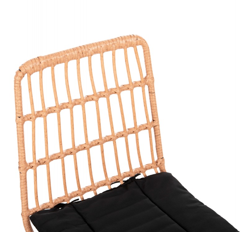 ΚΑΡΕΚΛΑ ALLEGRA HM5705.11 ΜΑΥΡΗ ΜΕΤΑΛΛΙΚΗ ΜΕ ΜΑΞΙΛΑΡΙ-WICKER ΜΠΕΖ 46,5x50x85Υεκ.