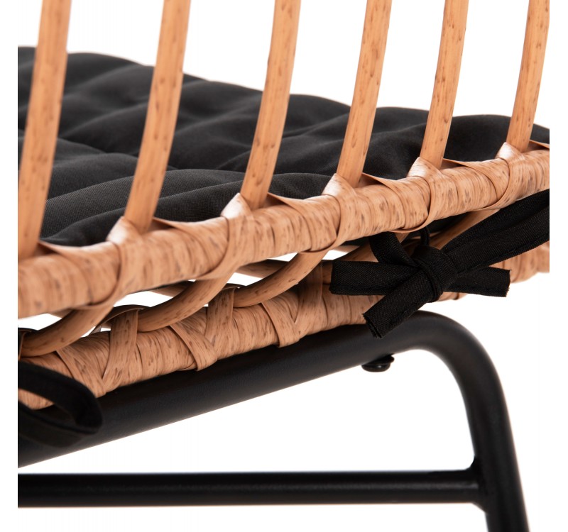 ΚΑΡΕΚΛΑ ALLEGRA HM5705.11 ΜΑΥΡΗ ΜΕΤΑΛΛΙΚΗ ΜΕ ΜΑΞΙΛΑΡΙ-WICKER ΜΠΕΖ 46,5x50x85Υεκ.