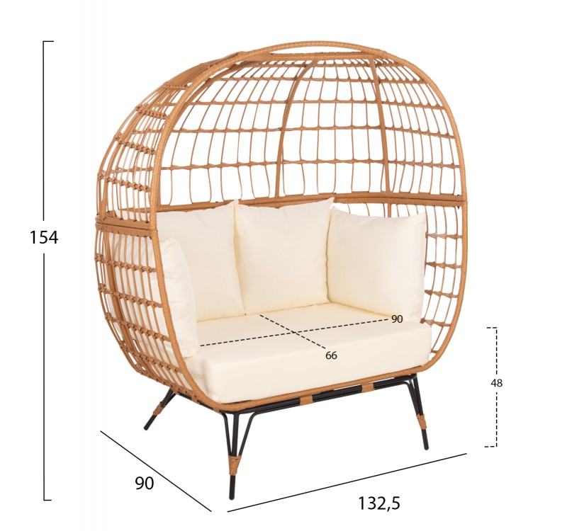 ΠΟΛΥΘΡΟΝΑ ΦΩΛΙΑ MIAMI 2 ΑΤΟΜΩΝ ΤΥΠΟΥ RATTAN HM5870.11 132.5x90x154Υεκ