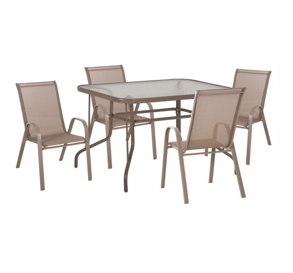 ΣΕΤ ΤΡΑΠΕΖΑΡΙΑΣ ΕΞ.ΧΩΡΟΥ 5ΤΜΧ LEON HM5193.04 ΤΡΑΠΕΖΙ-ΚΑΡΕΚΛΕΣ ΜΕΤΑΛΛΟ ΣΑΜΠΑΝΙ