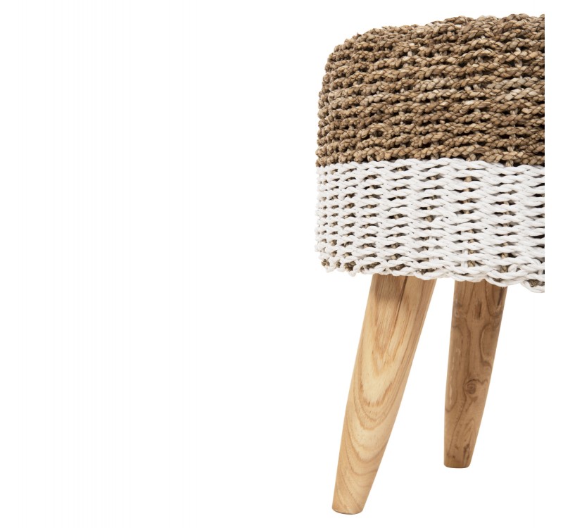 ΣΚΑΜΠΟ BEAM HM7827.01 ΞΥΛΟ ΤΕΑΚ ΚΑΙ SEAGRASS ΣΕ ΦΥΣΙΚΟ & ΛΕΥΚΟ Φ42x46Yεκ.