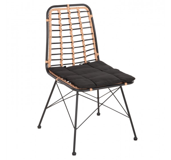 ΚΑΡΕΚΛΑ ΜΕΤΑΛΛΙΚΗ ALLEGRA HM5691.11 WICKER ΜΠΕΖ-ΜΑΥΡΟ 51x54x84Υεκ.