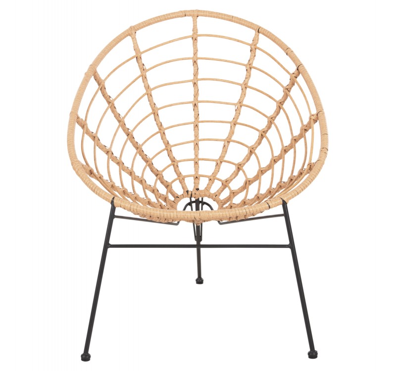 ΠΟΛΥΘΡΟΝΑ ΤΥΠΟΥ ΦΩΛΙΑ ΜΕΤΑΛΛΙΚΗ ALLEGRA HM5458.11 ΜΕ WICKER ΜΠΕΖ 73x78x88Υεκ.