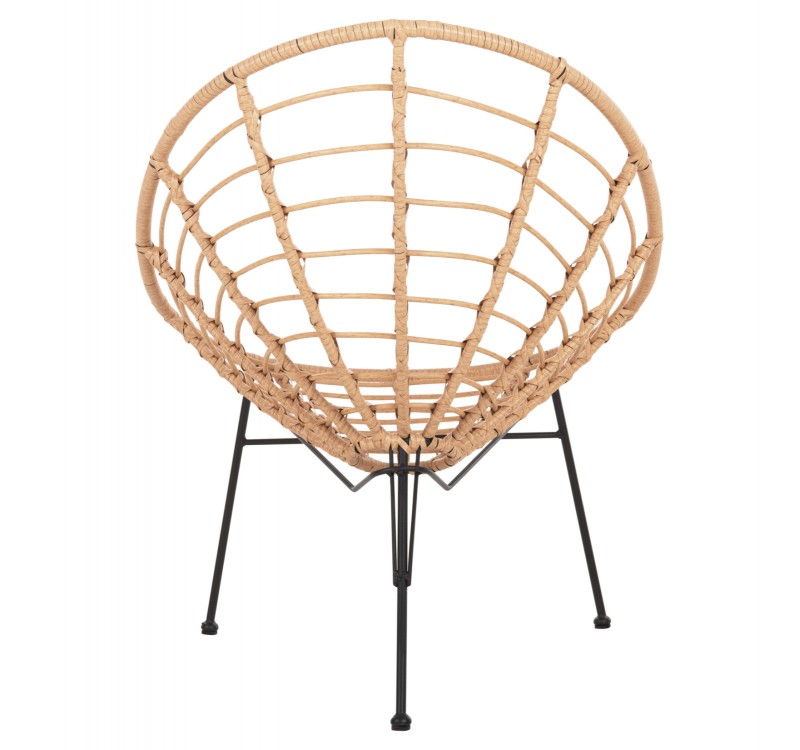ΠΟΛΥΘΡΟΝΑ ΤΥΠΟΥ ΦΩΛΙΑ ΜΕΤΑΛΛΙΚΗ ALLEGRA HM5458.11 ΜΕ WICKER ΜΠΕΖ 73x78x88Υεκ.