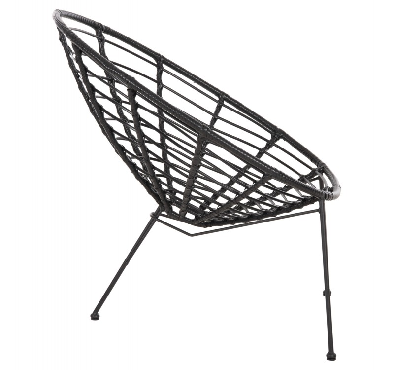 ΠΟΛΥΘΡΟΝΑ ΤΥΠΟΥ ΦΩΛΙΑ ΜΕΤΑΛΛΙΚΗ ALLEGRA HM5458.12 ΜΕ WICKER-ΜΑΥΡΟ 73x78x88Υεκ.