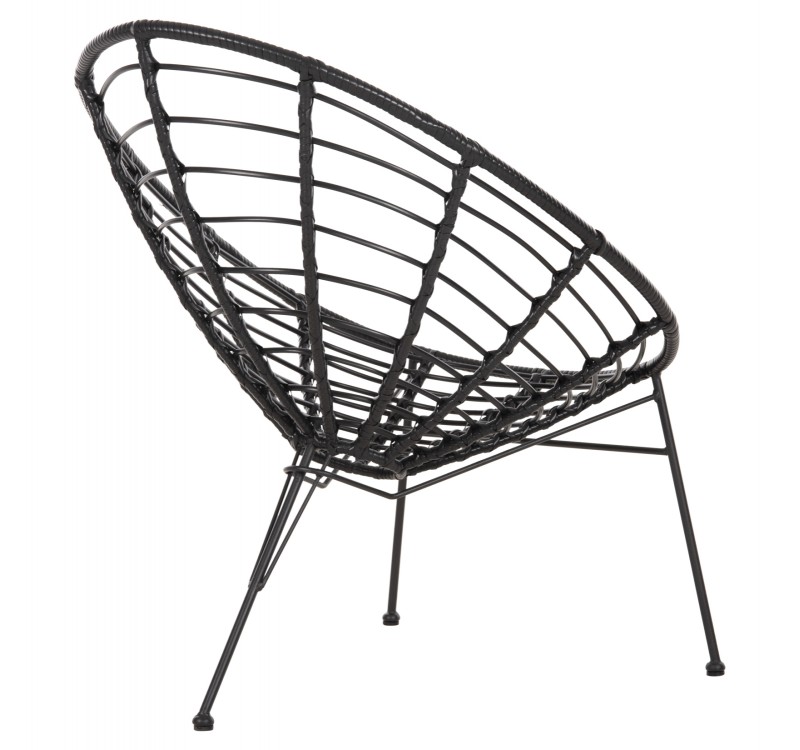 ΠΟΛΥΘΡΟΝΑ ΤΥΠΟΥ ΦΩΛΙΑ ΜΕΤΑΛΛΙΚΗ ALLEGRA HM5458.12 ΜΕ WICKER-ΜΑΥΡΟ 73x78x88Υεκ.