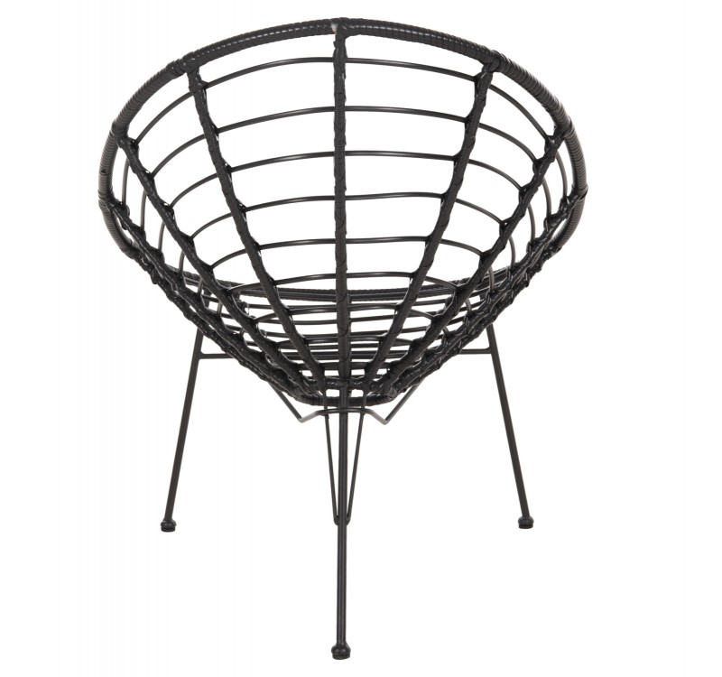 ΠΟΛΥΘΡΟΝΑ ΤΥΠΟΥ ΦΩΛΙΑ ΜΕΤΑΛΛΙΚΗ ALLEGRA HM5458.12 ΜΕ WICKER-ΜΑΥΡΟ 73x78x88Υεκ.