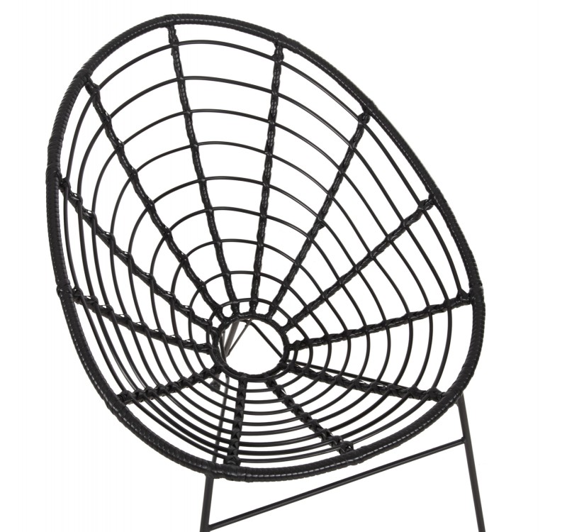 ΠΟΛΥΘΡΟΝΑ ΤΥΠΟΥ ΦΩΛΙΑ ΜΕΤΑΛΛΙΚΗ ALLEGRA HM5458.12 ΜΕ WICKER-ΜΑΥΡΟ 73x78x88Υεκ.