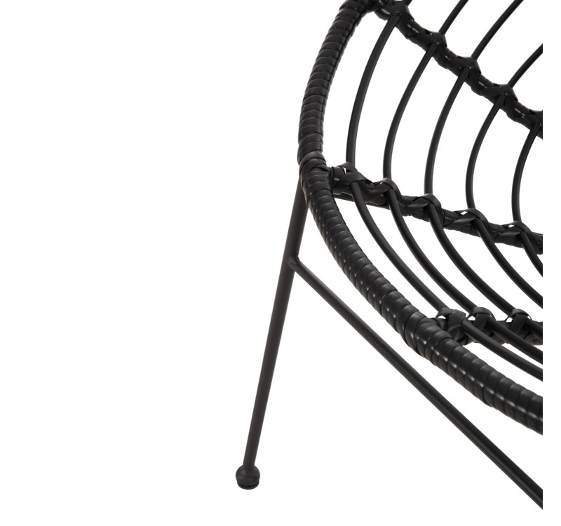 ΠΟΛΥΘΡΟΝΑ ΤΥΠΟΥ ΦΩΛΙΑ ΜΕΤΑΛΛΙΚΗ ALLEGRA HM5458.12 ΜΕ WICKER-ΜΑΥΡΟ 73x78x88Υεκ.