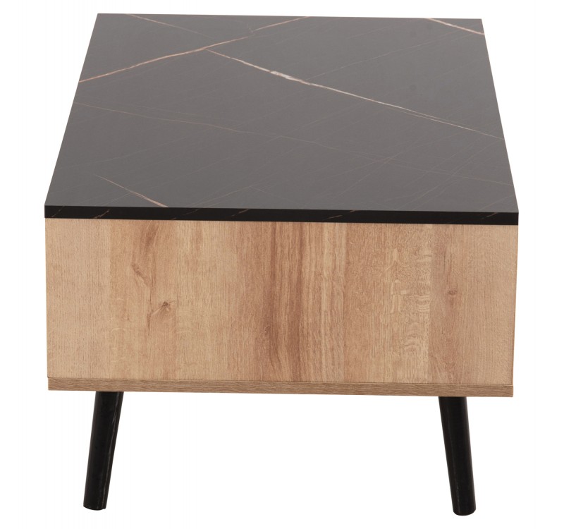 ΤΡΑΠΕΖΙ ΣΑΛΟΝΙΟΥ ΜΕ ΡΑΦΙ GUNNEZ HM9036.22 ΟΨΗ ΜΑΥΡΟ ΜΑΡΜΑΡΟ & ΟAK 90x54x38,5Υεκ.