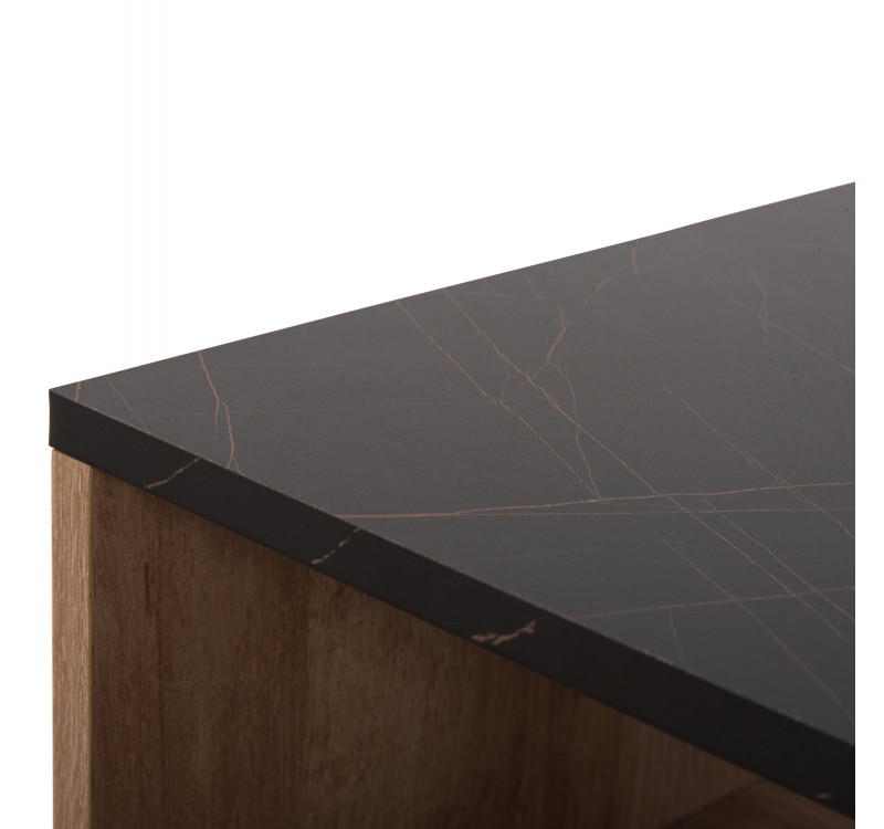 ΤΡΑΠΕΖΙ ΣΑΛΟΝΙΟΥ ΜΕ ΡΑΦΙ GUNNEZ HM9036.22 ΟΨΗ ΜΑΥΡΟ ΜΑΡΜΑΡΟ & ΟAK 90x54x38,5Υεκ.