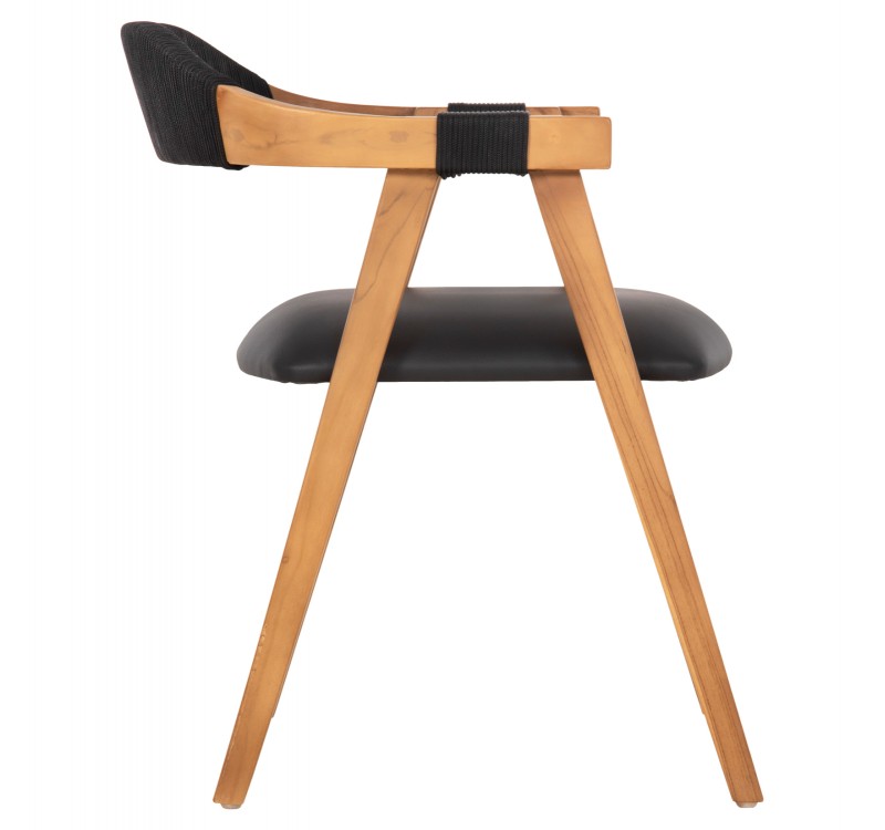 ΠΟΛΥΘΡΟΝΑ RIMINI HM9867.02 ΞΥΛΟ TEAK ΦΥΣΙΚΟ-ΜΑΥΡΟ ΣΧΟΙΝΙ & PU ΚΑΘΙΣΜΑ 60x61x76Υεκ.