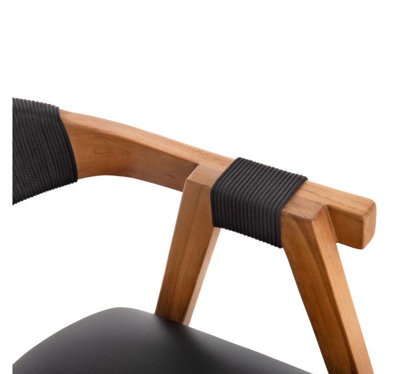 ΠΟΛΥΘΡΟΝΑ RIMINI HM9867.02 ΞΥΛΟ TEAK ΦΥΣΙΚΟ-ΜΑΥΡΟ ΣΧΟΙΝΙ & PU ΚΑΘΙΣΜΑ 60x61x76Υεκ.