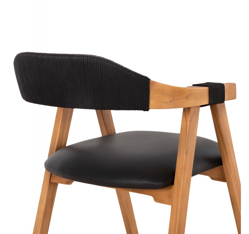 ΠΟΛΥΘΡΟΝΑ RIMINI HM9867.02 ΞΥΛΟ TEAK ΦΥΣΙΚΟ-ΜΑΥΡΟ ΣΧΟΙΝΙ & PU ΚΑΘΙΣΜΑ 60x61x76Υεκ.