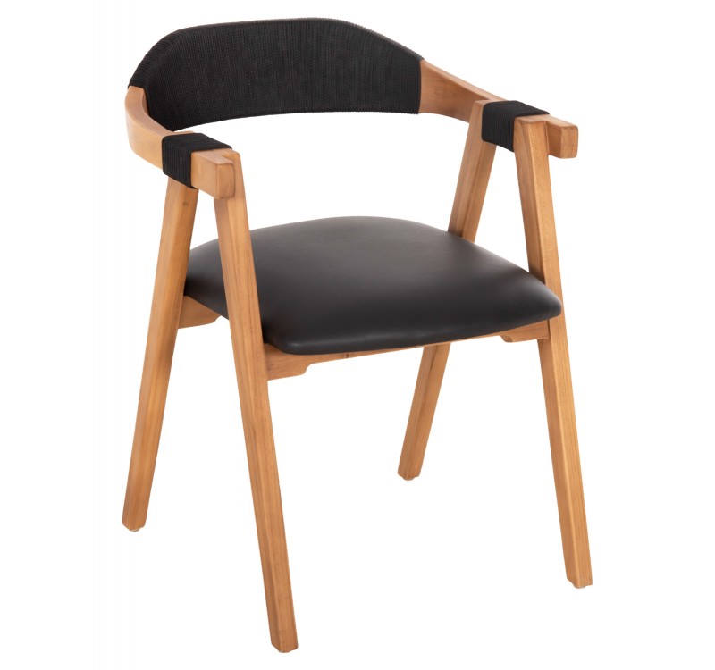 ΠΟΛΥΘΡΟΝΑ RIMINI HM9867.02 ΞΥΛΟ TEAK ΦΥΣΙΚΟ-ΜΑΥΡΟ ΣΧΟΙΝΙ & PU ΚΑΘΙΣΜΑ 60x61x76Υεκ.