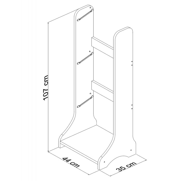 ΕΠΙΠΛΟ ΑΠΟΘΗΚΕΥΣΗΣ FRED HM18208.01 ΛΕΥΚΗ ΜΕΛΑΜΙΝΗ 44x35x107Υεκ.
