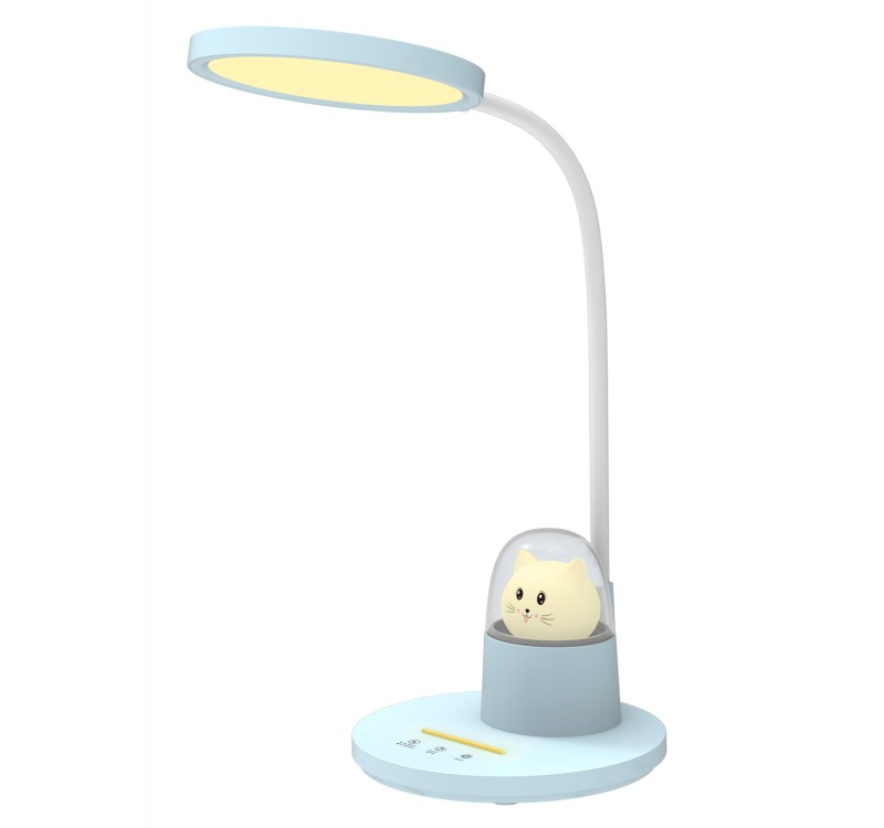 ΠΑΙΔΙΚΟ ΦΩΤΙΣΤΙΚΟ ΓΡΑΦΕΙΟΥ LED BADOO ΦΙΓΟΥΡΑ ΓΑΤΑΣ HM4449.03 ΓΑΛΑΖΙΟ-ΛΕΥΚΟ ABS