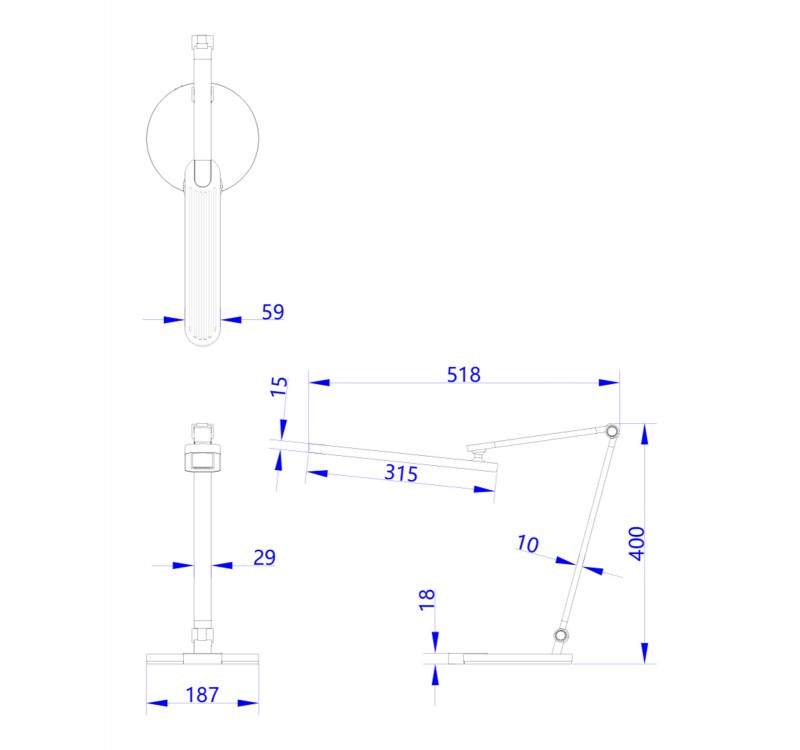 ΦΩΤΙΣΤΙΚΟ ΓΡΑΦΕΙΟΥ LED BLAIN PRO HM4454.02 ΜΑΥΡΗ ΒΑΣΗ ABS-ΓΚΡΙ ΑΛΟΥΜΙΝΙΟ 51,8x40Υεκ.
