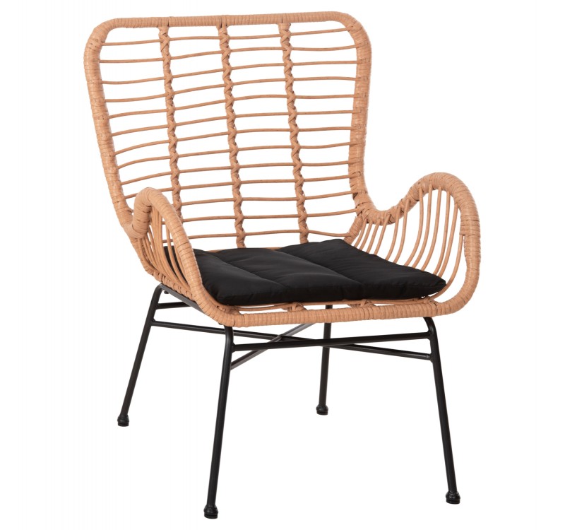 ΠΟΛΥΘΡΟΝΑ ΣΤΥΛ ΜΠΕΡΖΕΡΑΣ ALLEGRA HM5704.11 P.E.RATTAN ΜΠΕΖ-ΜΑΥΡΟ ΜΕΤΑΛΛΟ 66x59x90Υεκ.