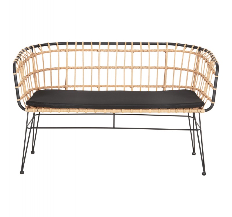 ΠΑΓΚΑΚΙ ΔΙΘΕΣΙΟ ALLEGRA HM5692.11 P.E.RATTAN ΜΠΕΖ-ΜΑΥΡΟΣ ΜΕΤΑΛ.ΣΚΕΛΕΤΟΣ 125x60x77Υεκ